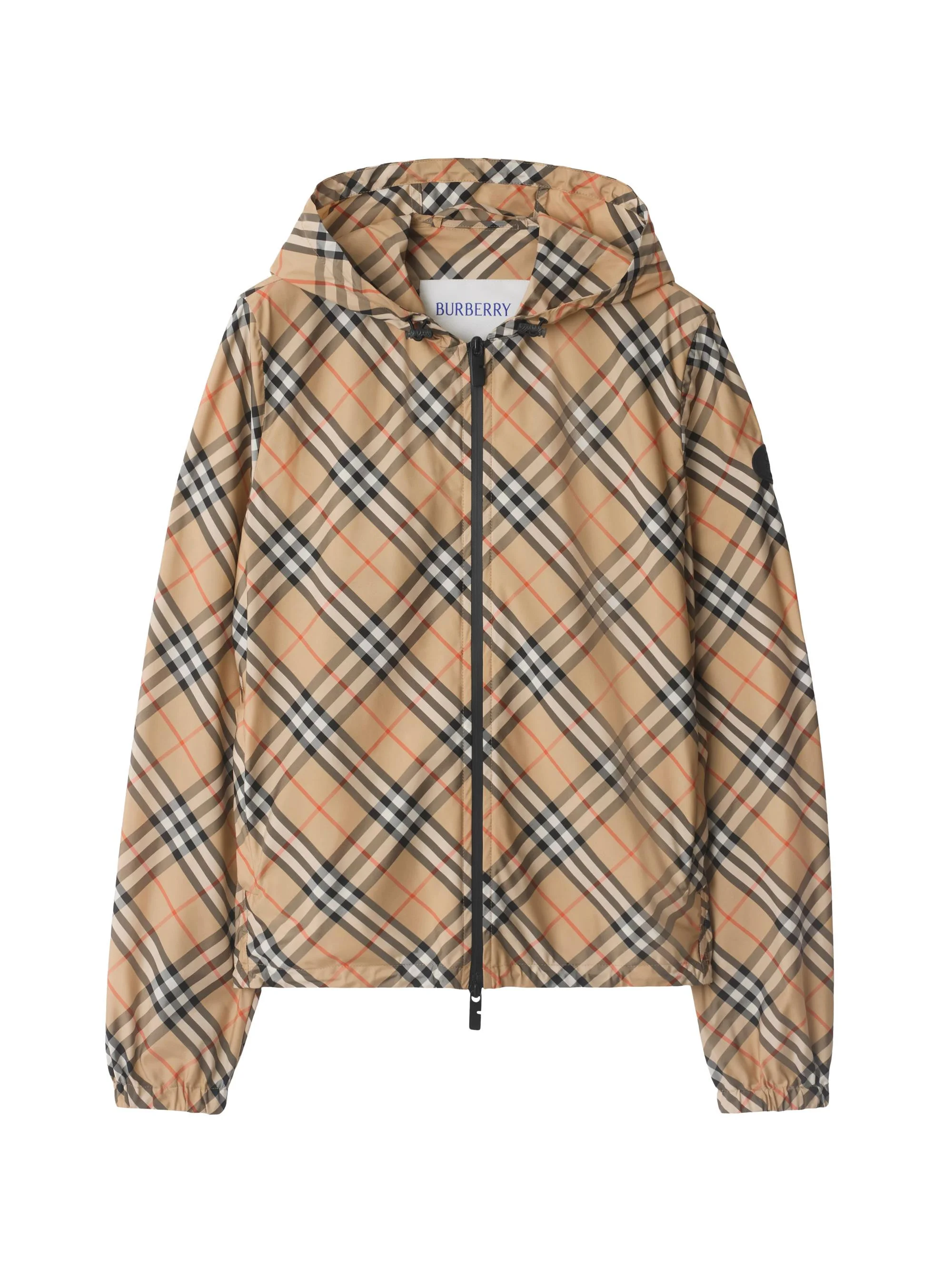 Women's Check Hooded Jacket - Sand Ip Check - 1