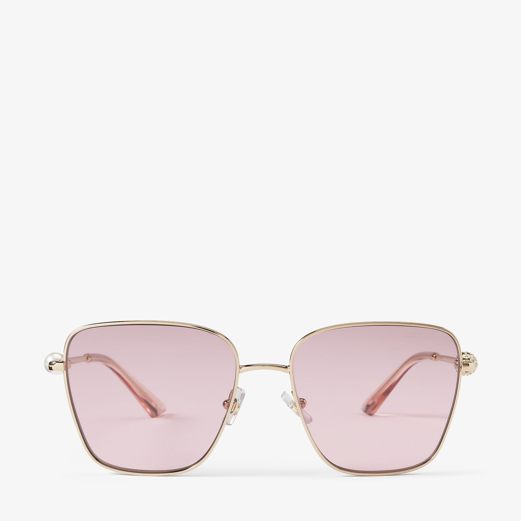 Pua
Pale Gold Square Sunglasses with Crystals - 1