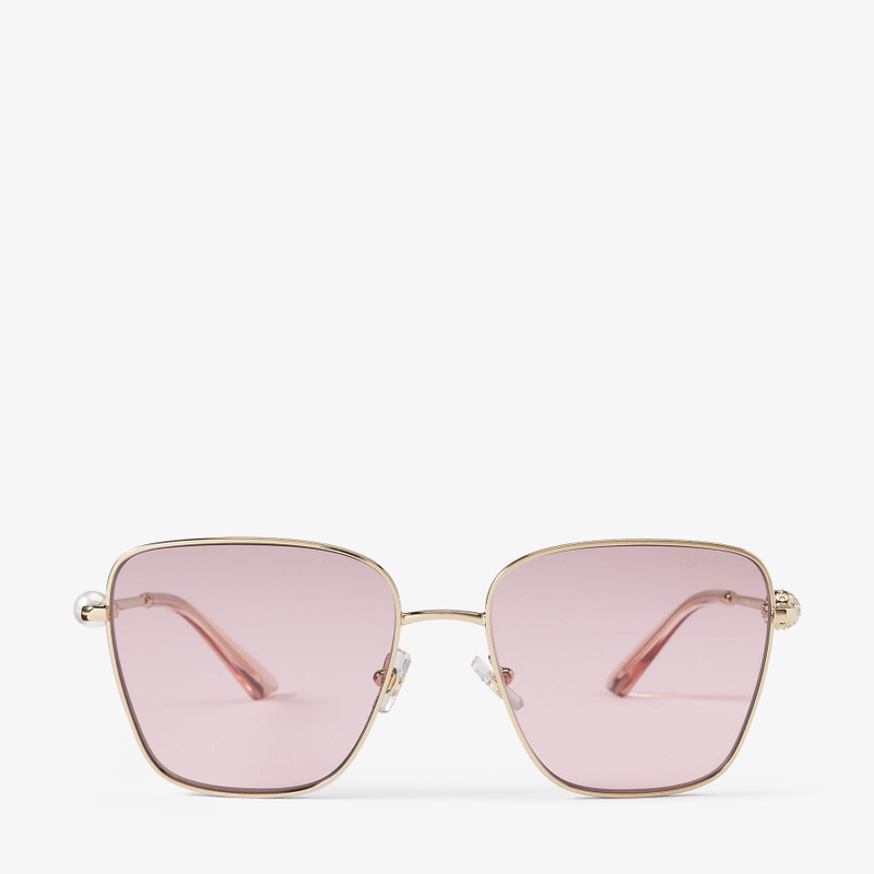 Pua Pale Gold Square Sunglasses with Crystals - 1