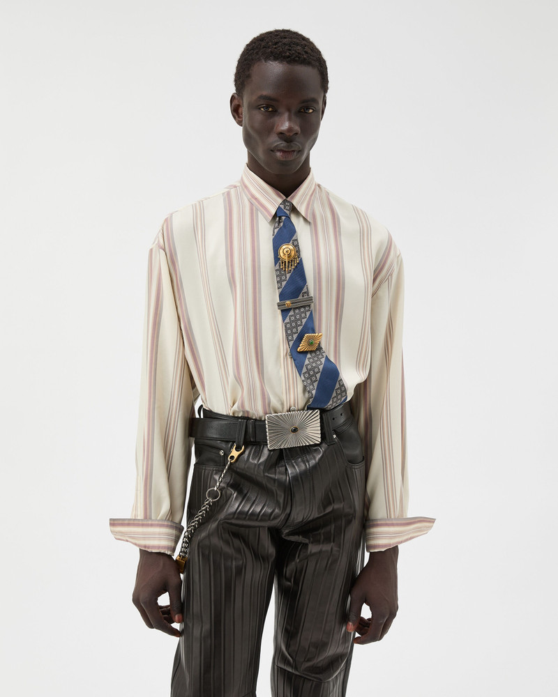 VERSACE Striped Silk Loose Shirt outlook