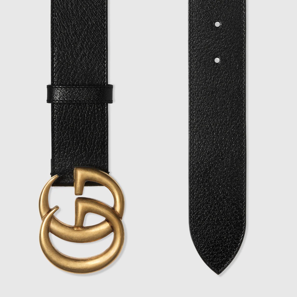 Wide leather belt with Double G buckle - 2