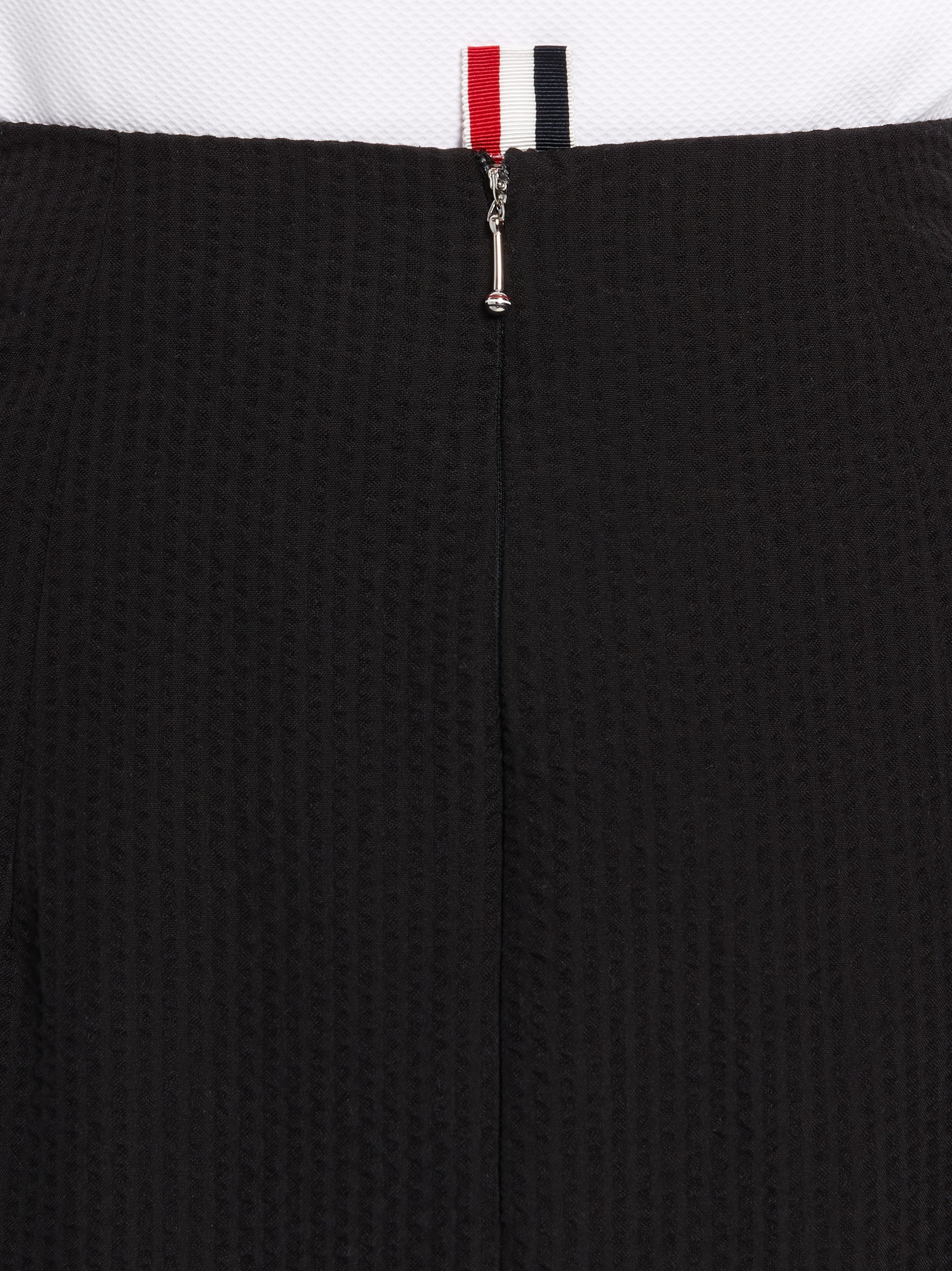 Black Cashmere Seersucker Sheath Low-Rise Knee-Length Pencil Skirt - 6