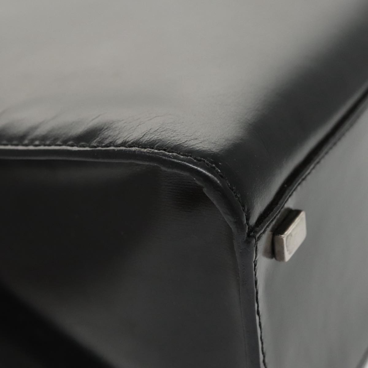 CELINE Hand Bag Leather Black - 12