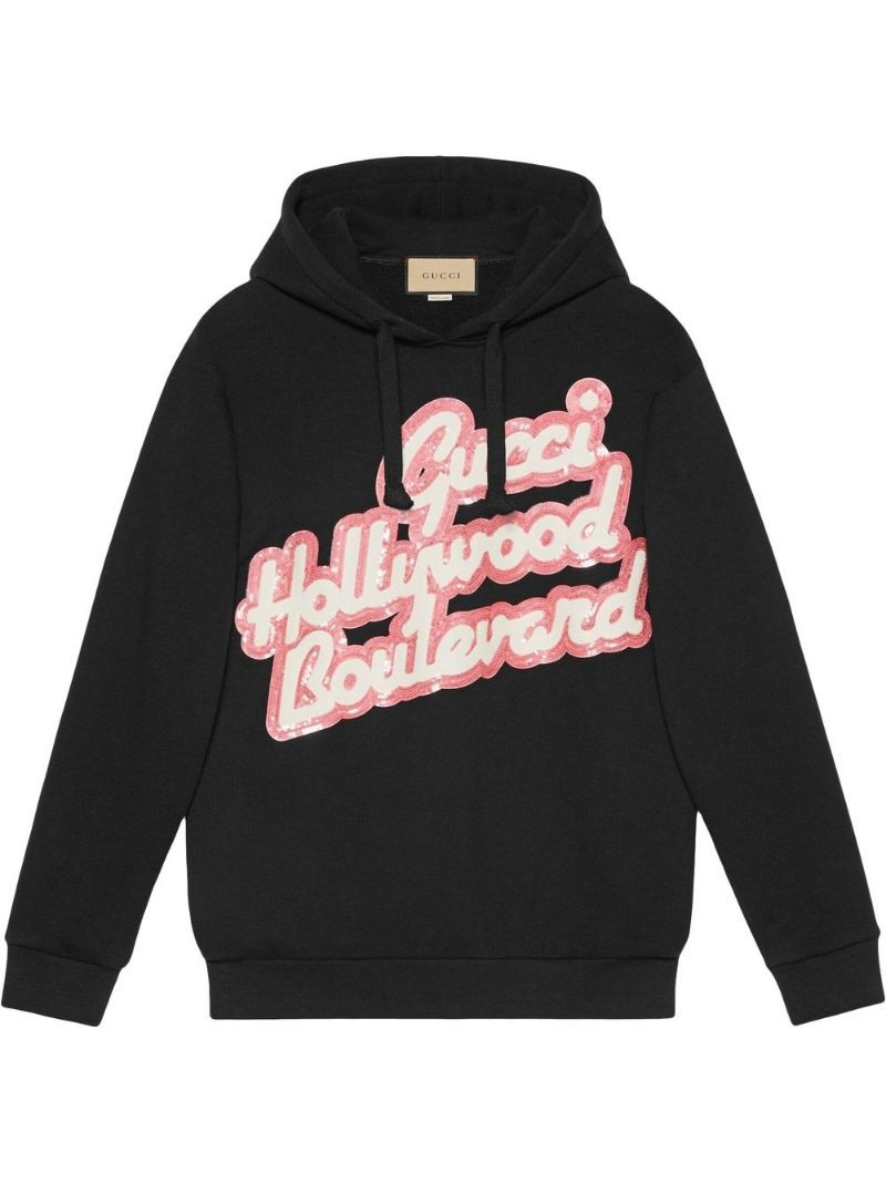 sequin-embellished pullover hoodie - 1