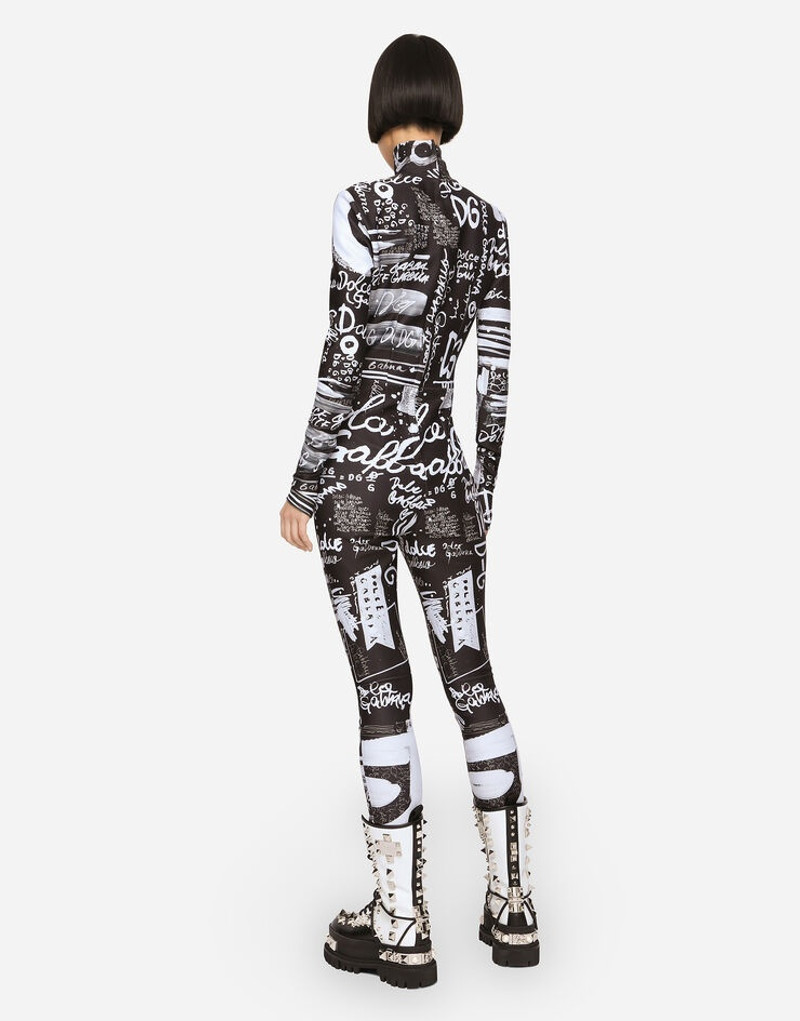 Dolce & Gabbana Power jersey jumpsuit with graffiti logo print outlook