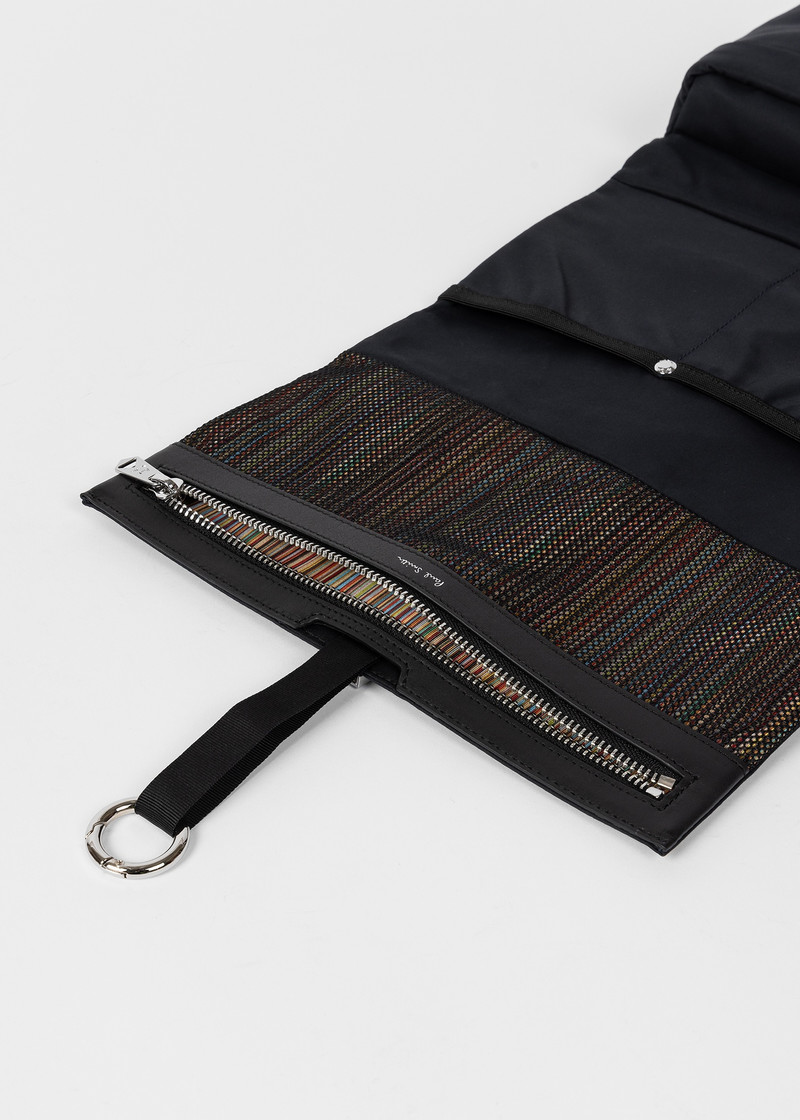 Navy Cotton-Blend Canvas Fold-Out Wash Bag 3