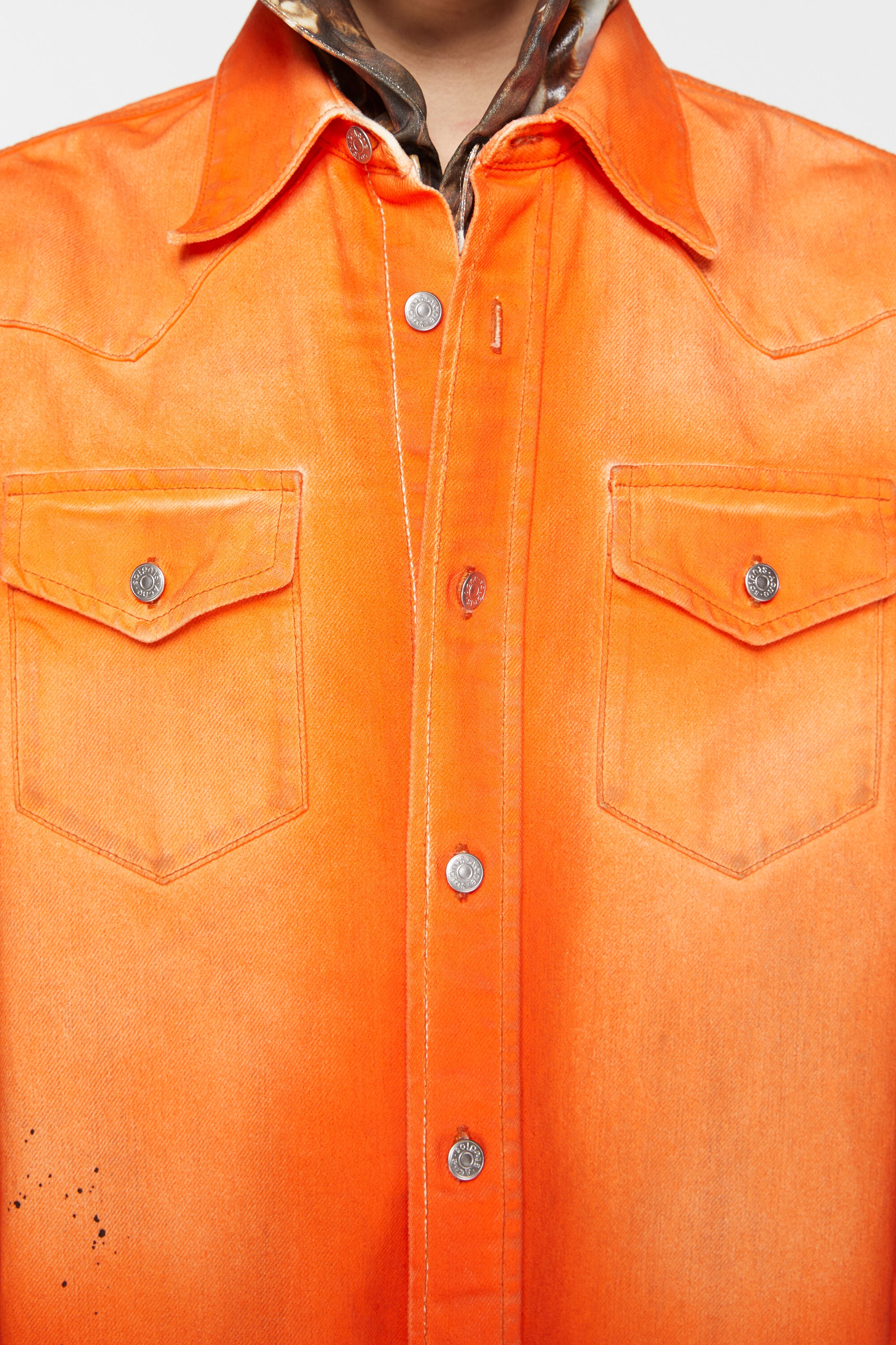Denim shirt - Relaxed fit - Neon orange - 4