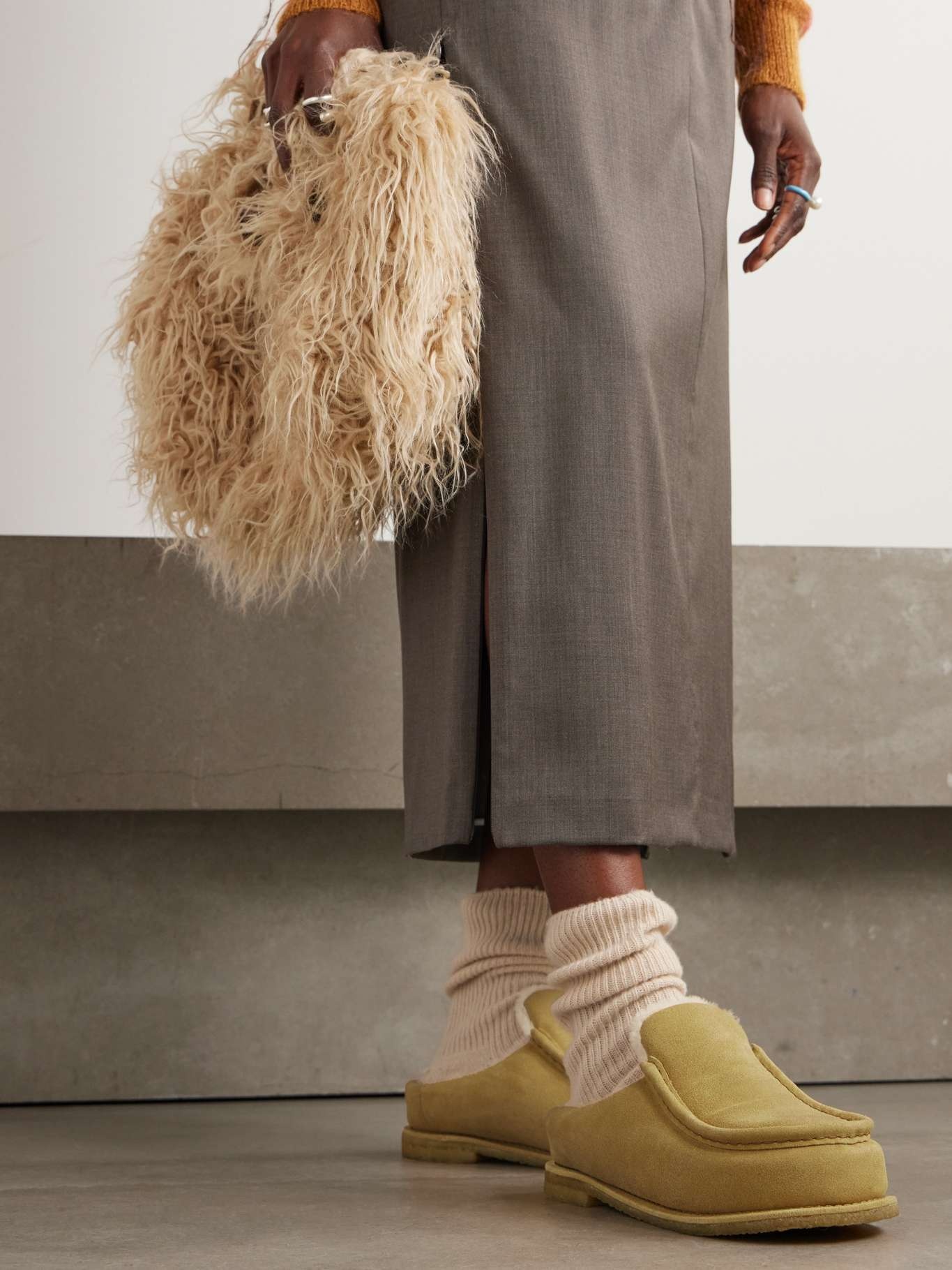 Shearling-lined suede loafers - 2
