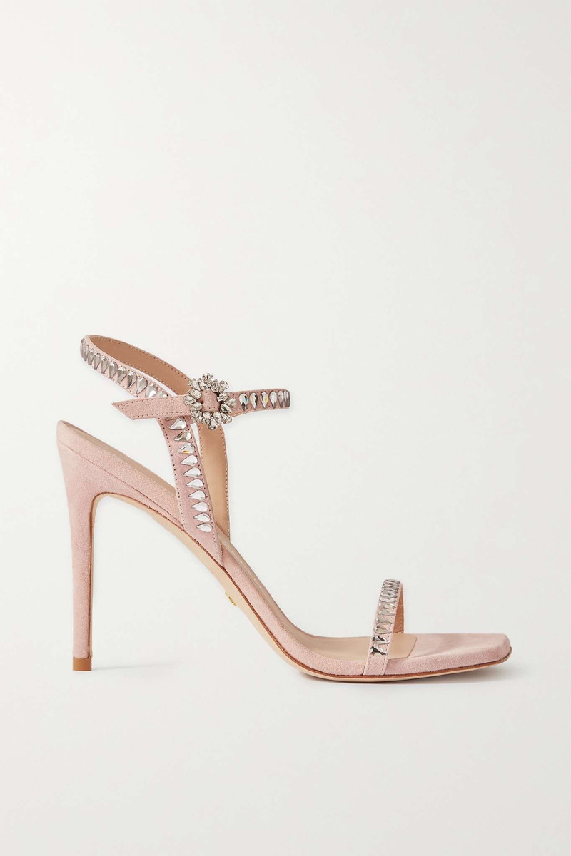 Gemcut Swarovski crystal-embellished suede sandals 1