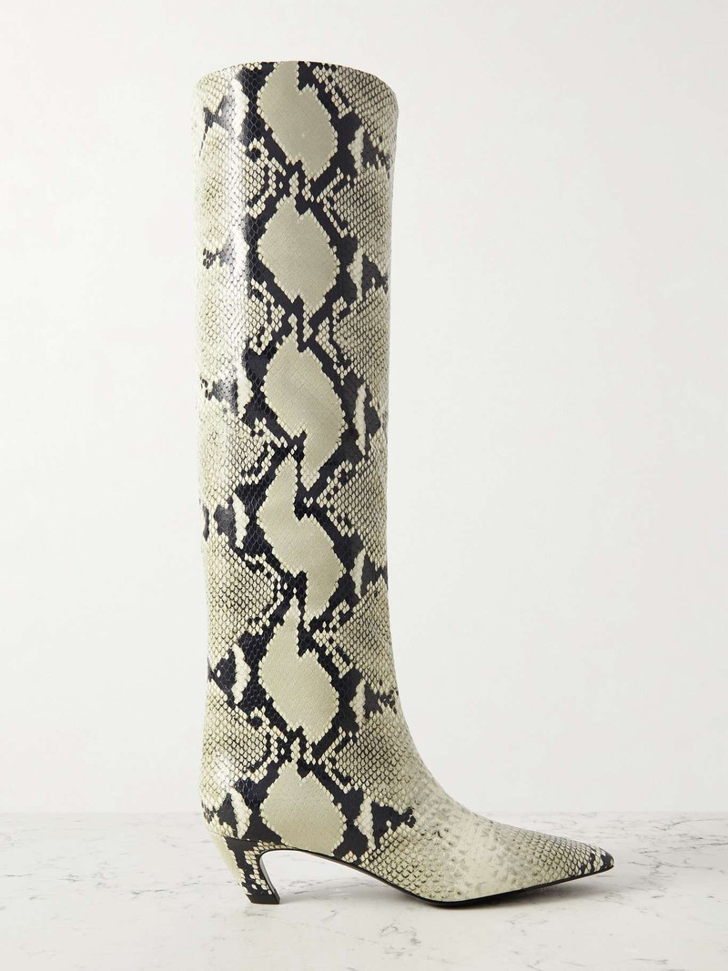 Davis snake-effect leather knee boots - 1