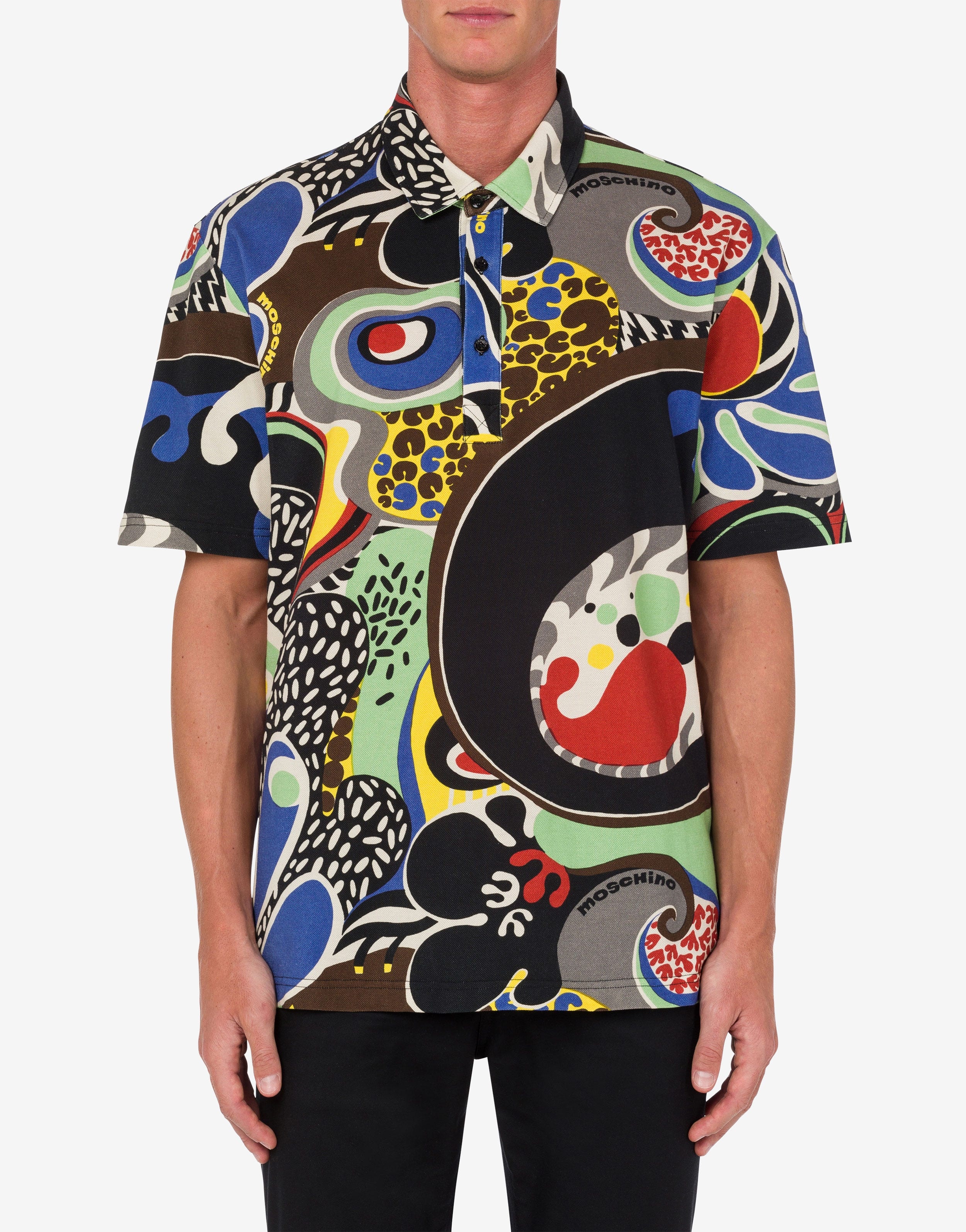 PSYCHEDELIC PRINT PIQUE POLO SHIRT - 2