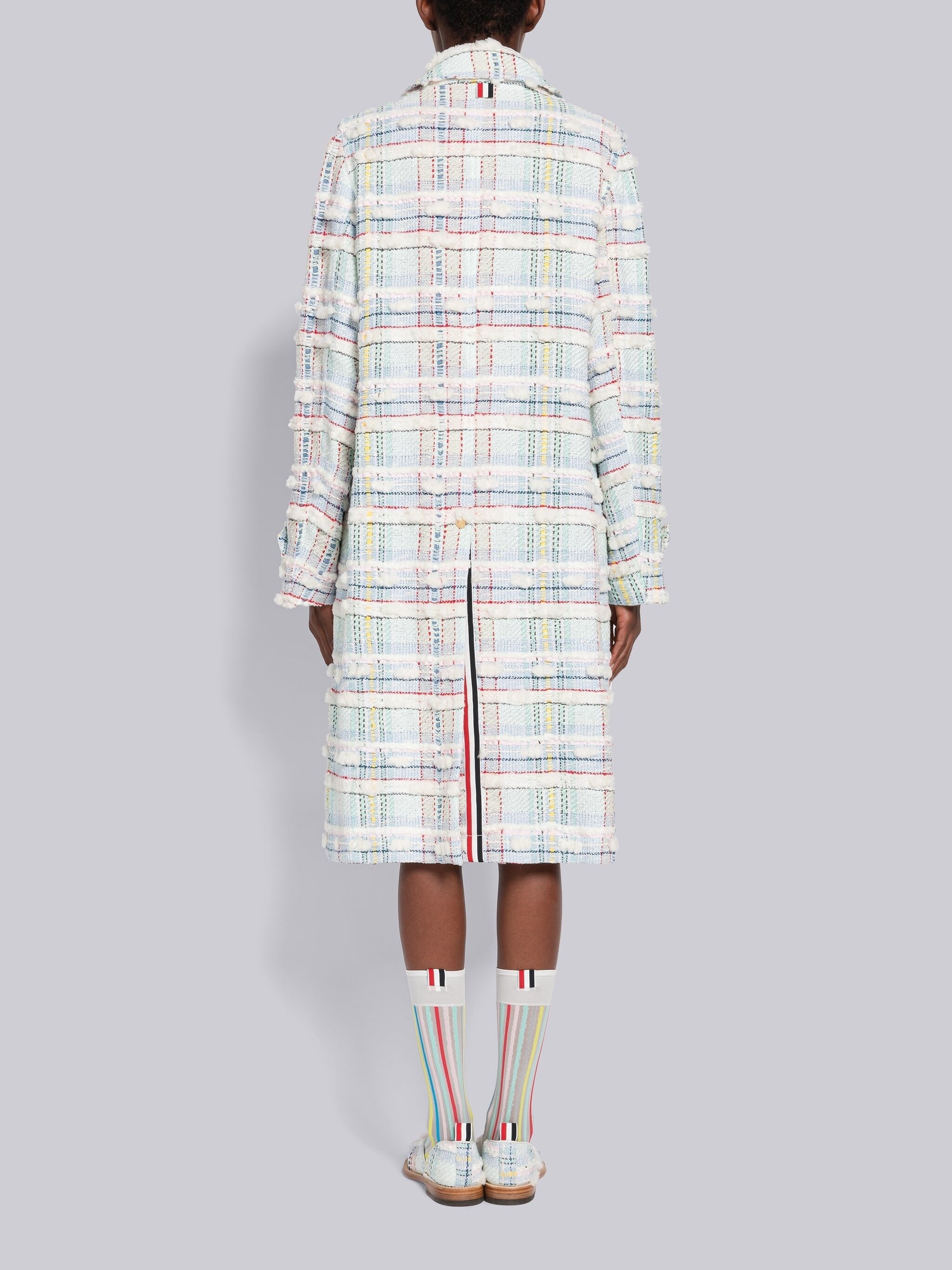 Madras Pouf Tweed Round Collar Utility Coat - 3