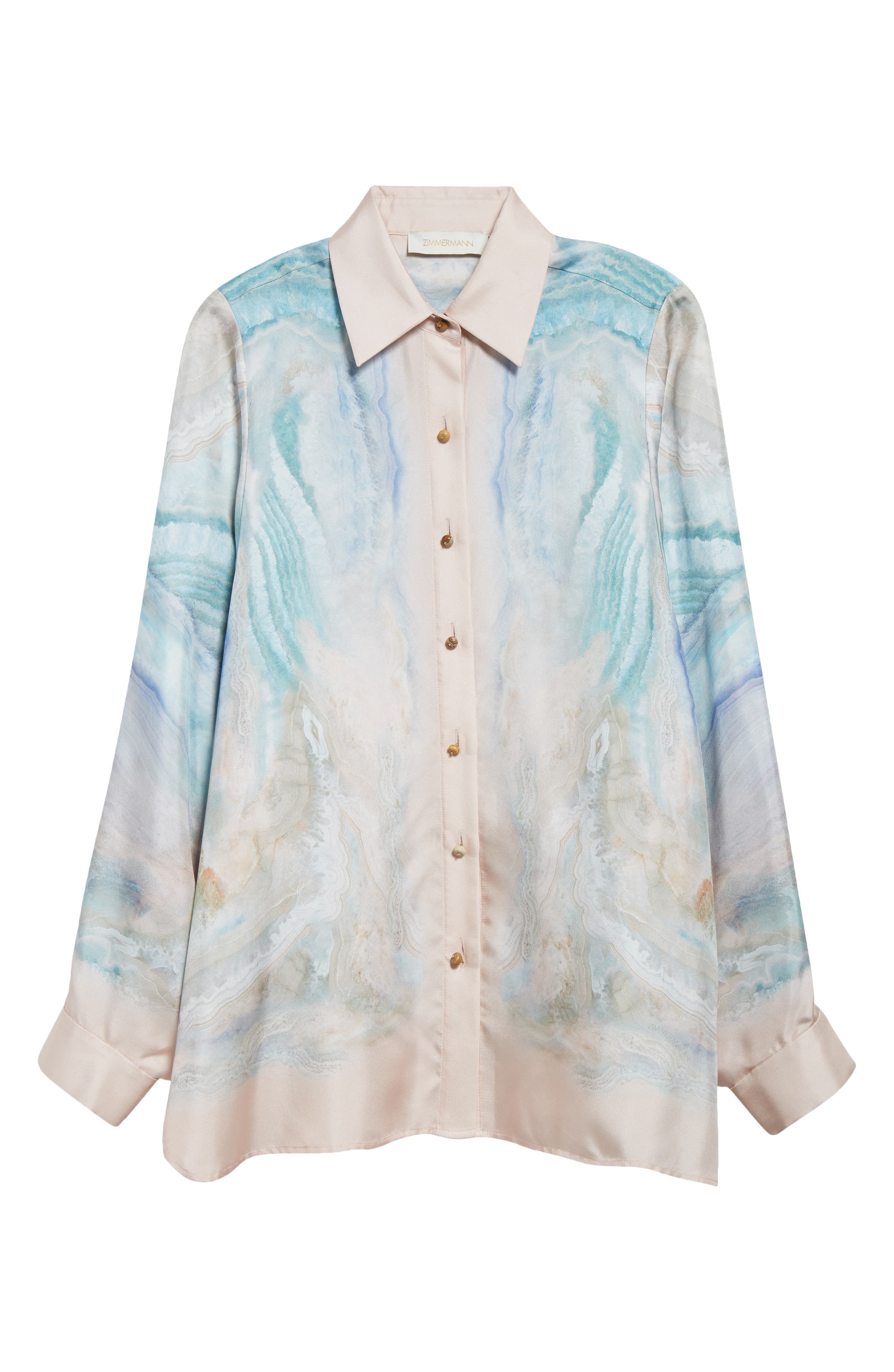 Zimmermann Agate Print Silk Button-Up Shirt in Blue Agate at Nordstrom - 6