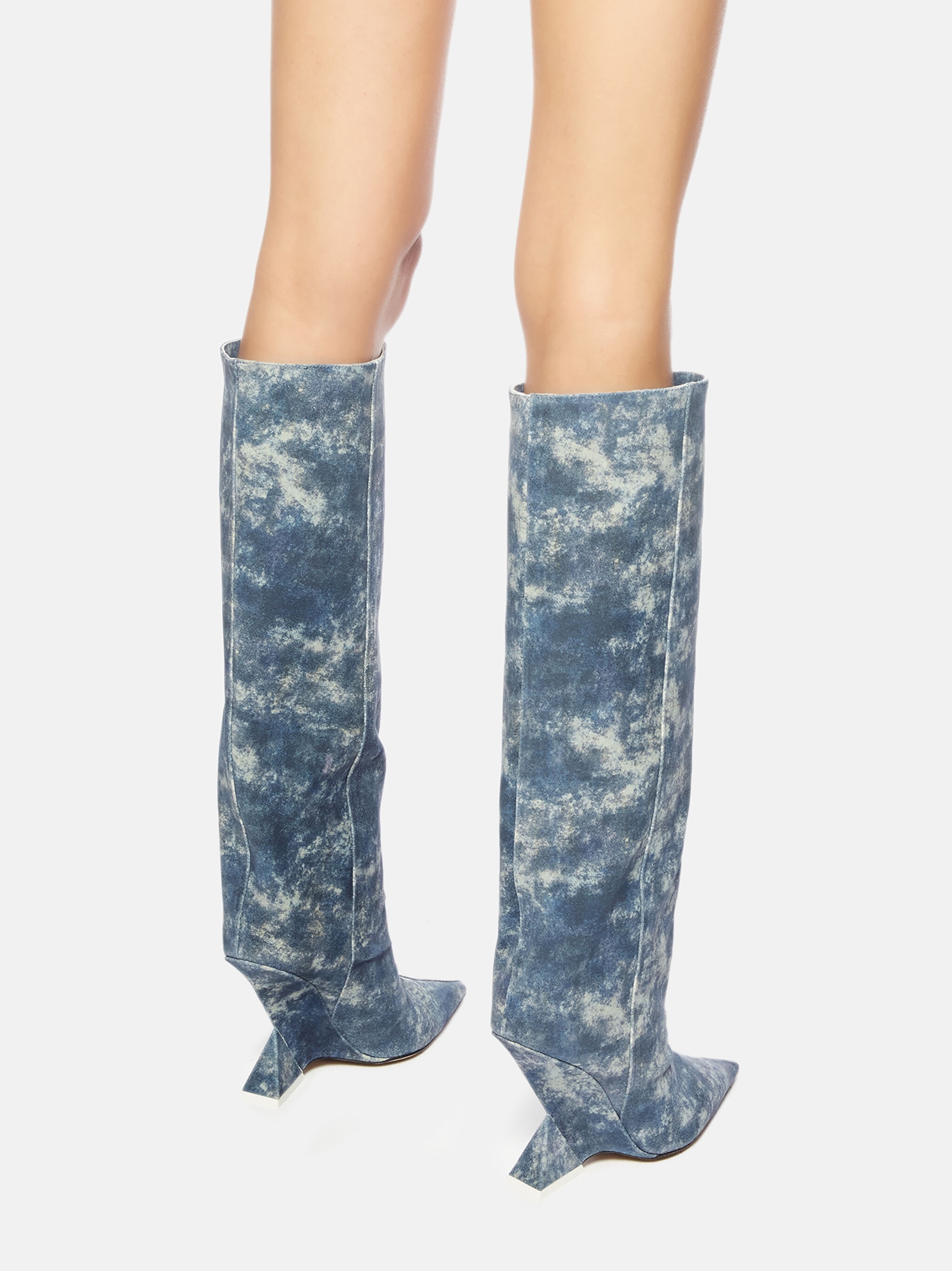 ''CHEOPE'' BLUE DENIM TUBE BOOT - 3