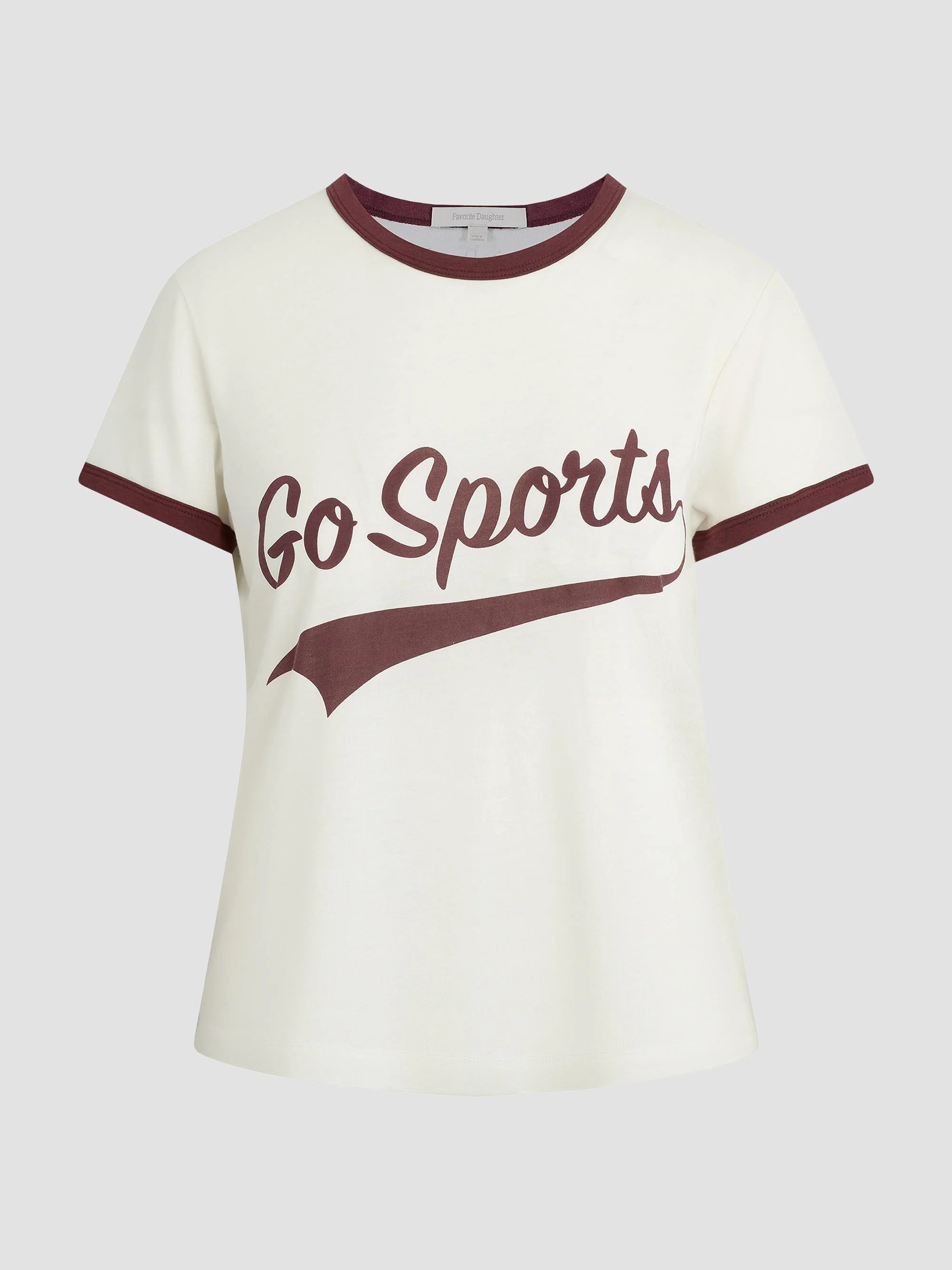 Women's The Go Sports Ringer T-Shirt - Off White Burgundy - 1