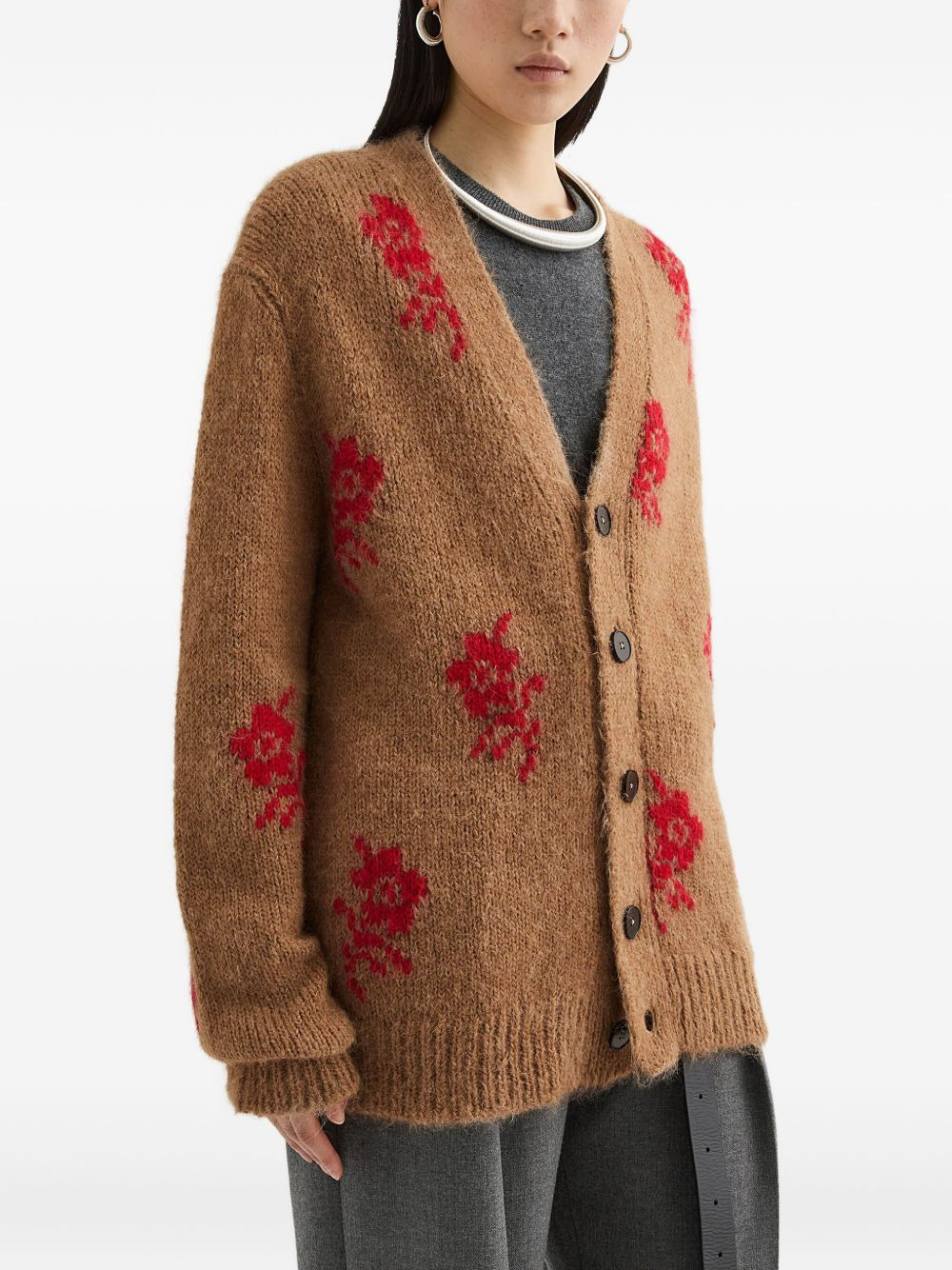 flower intarsia-knit cardigan - 3