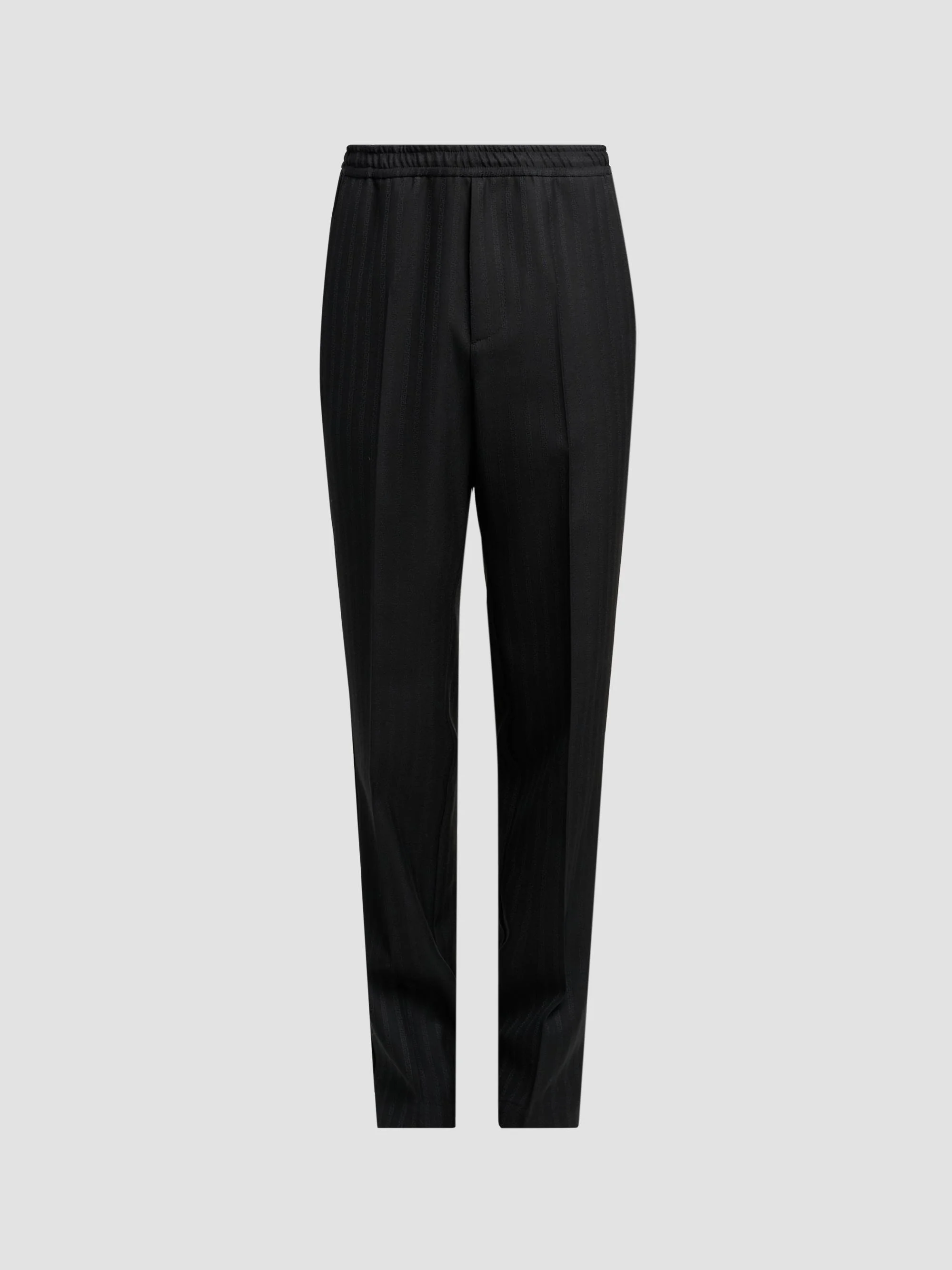 Men's Greca Jacquard Wool Pants - Black - 1