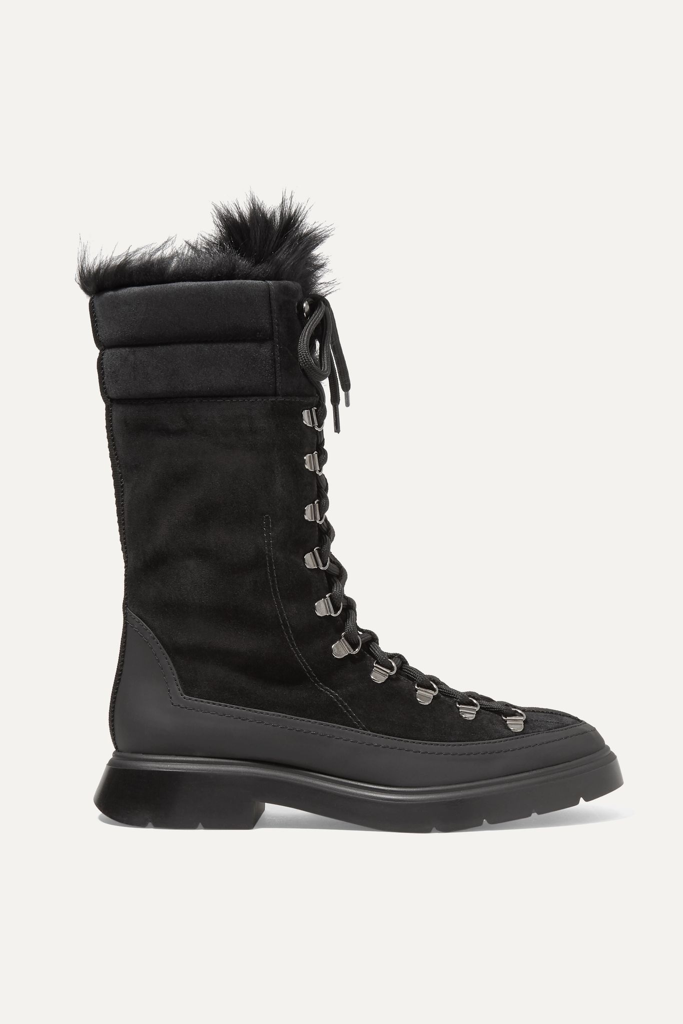 Jessie shearling and rubber-trimmed suede boots - 1