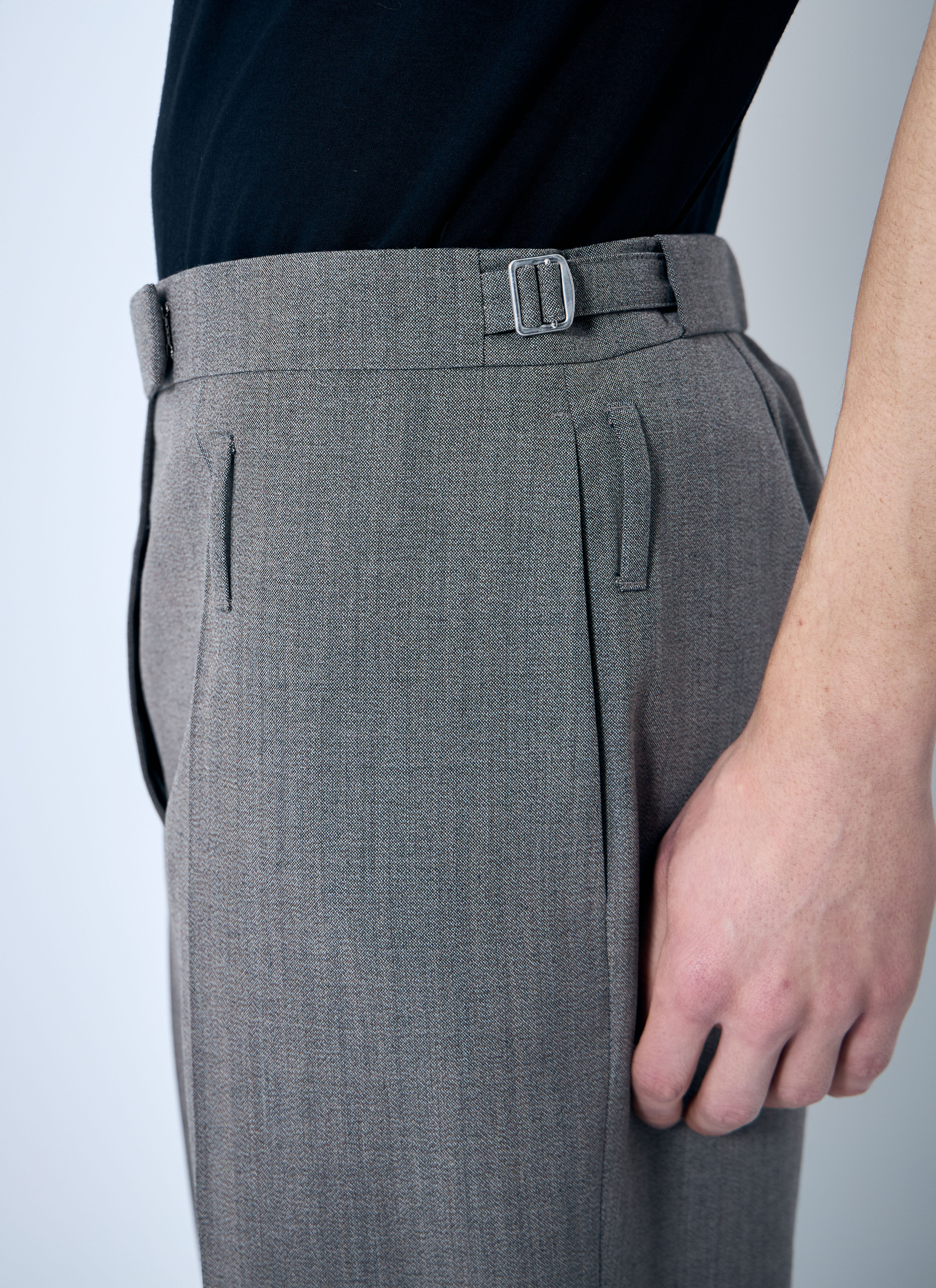Prada Men Belted Tailored Wool-Blend Pants - 6