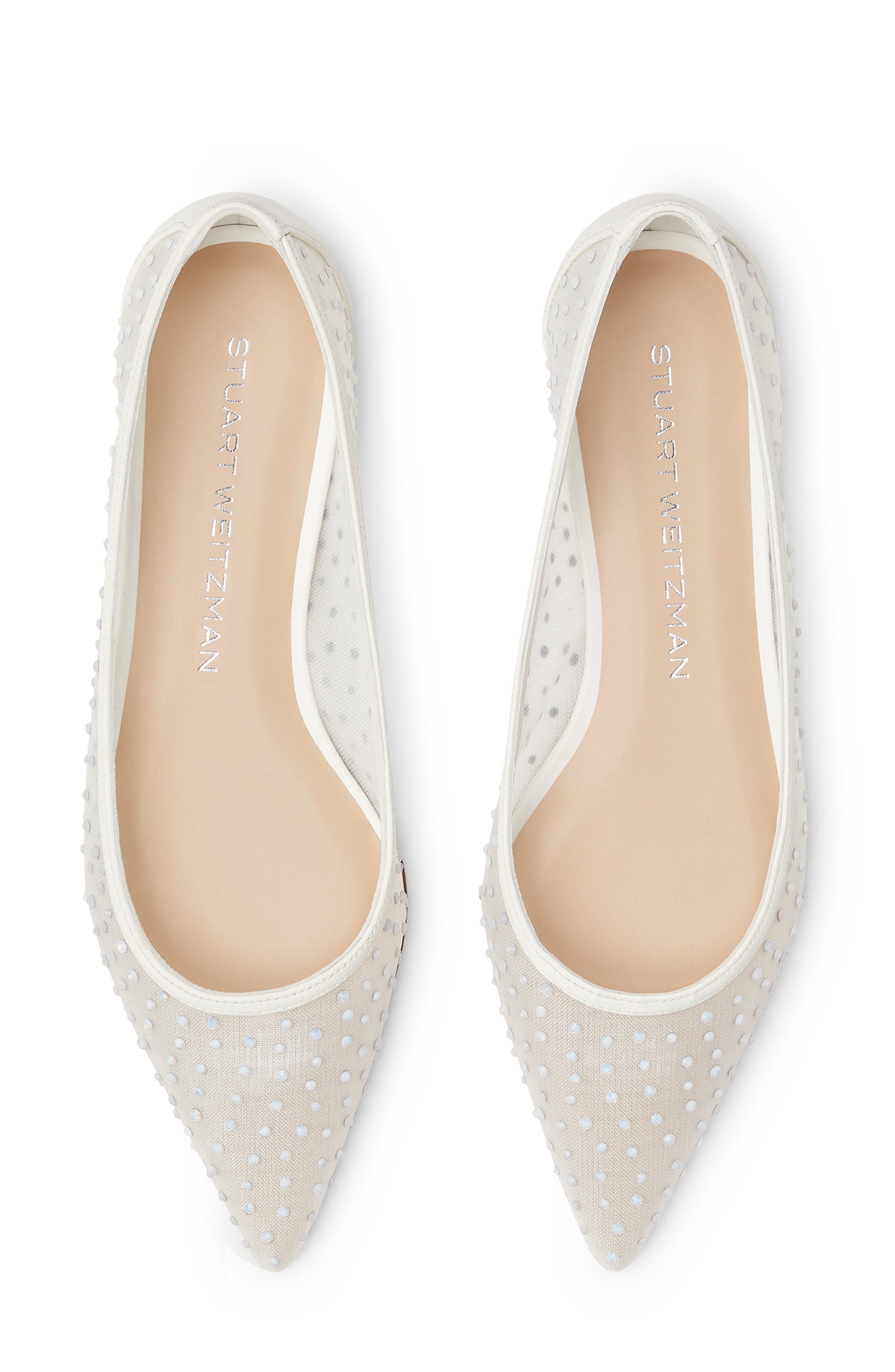 Stuart Weitzman Emilia Mesh Flat in White/Frosted White/ at Nordstrom - 4