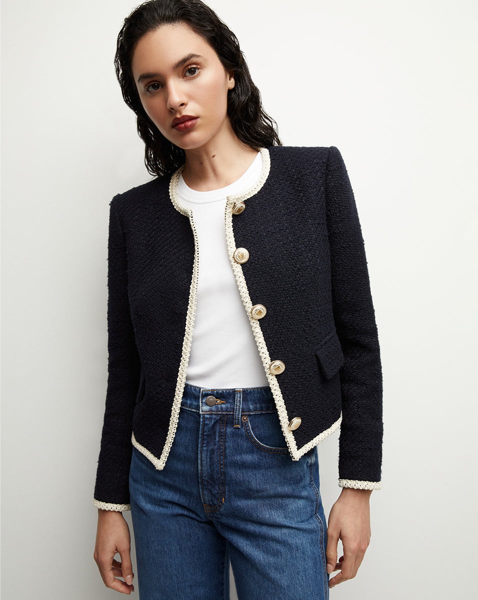 MABEL COLLARLESS TWEED JACKET - 2