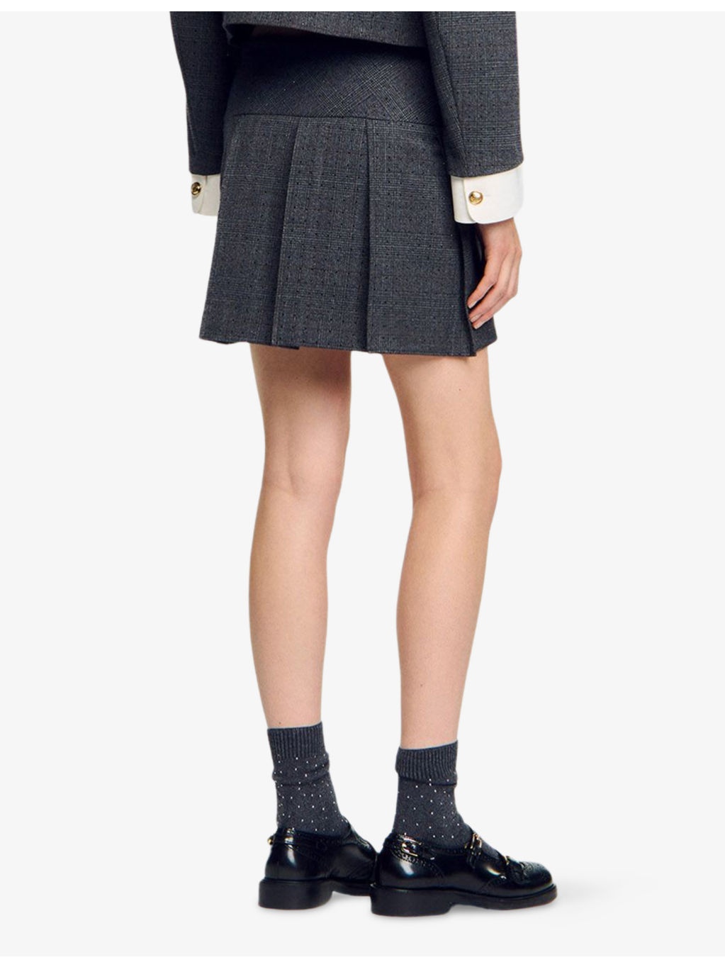 Rhinestone-Embellished Pleated Stretch-Woven Mini Skirt - 4