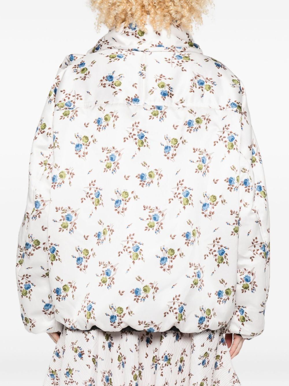 floral-print balloon-sleeves jacket - 4