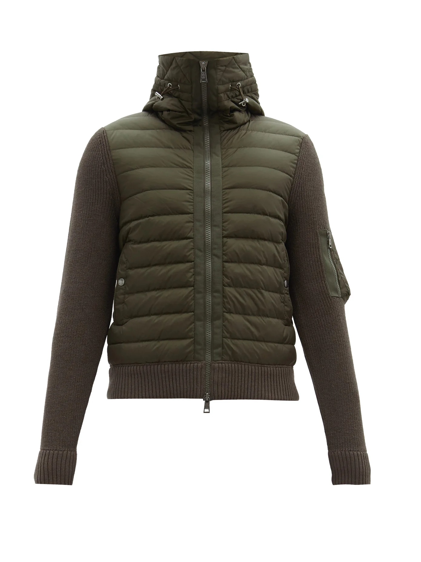 Down-quilted shell and jersey hooded cardigan - 1