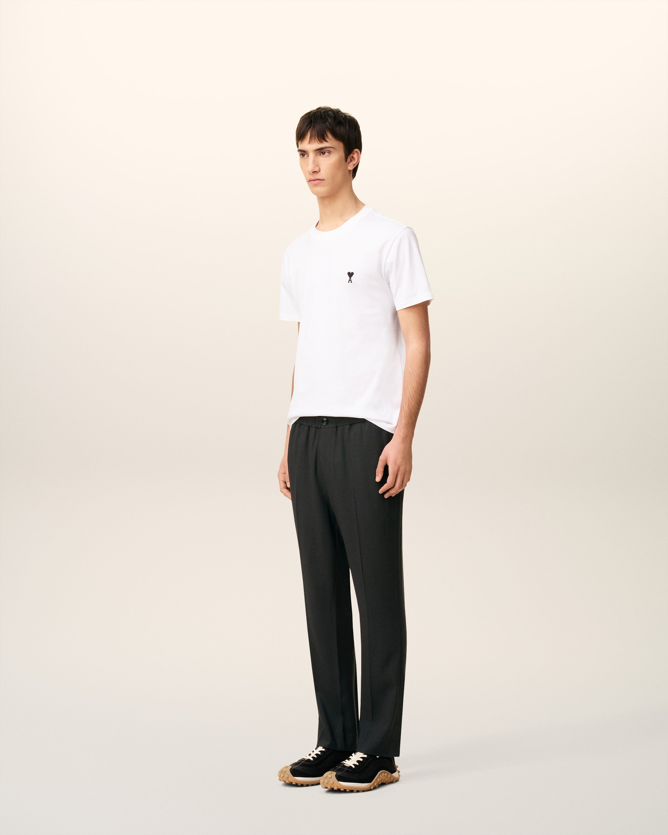 BLACK WOOL ELASTICATED WAIST TROUSERS - 8