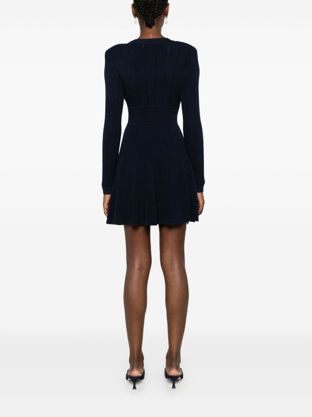 pointelle-knit mini dress - 4