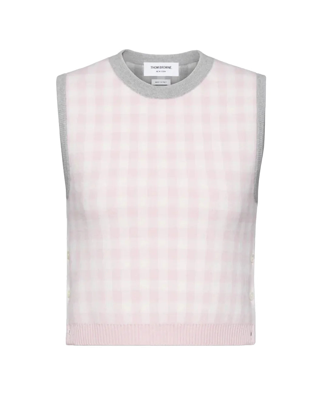 FUNMIX GINGHAM CHECK JACQUARD MERINO WOOL SHELL TOP - 1