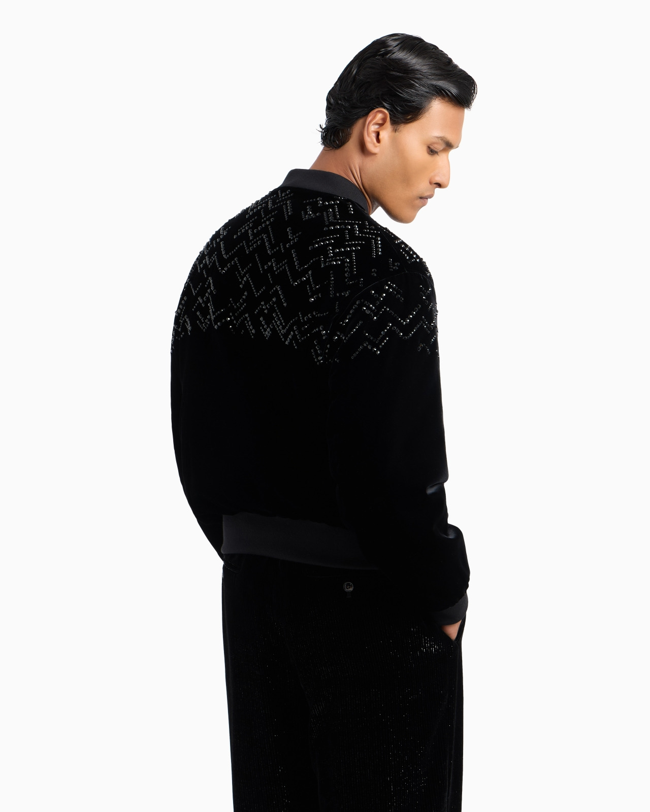 Giorgio’s velvet bomber jacket with applied rhinestones - 3