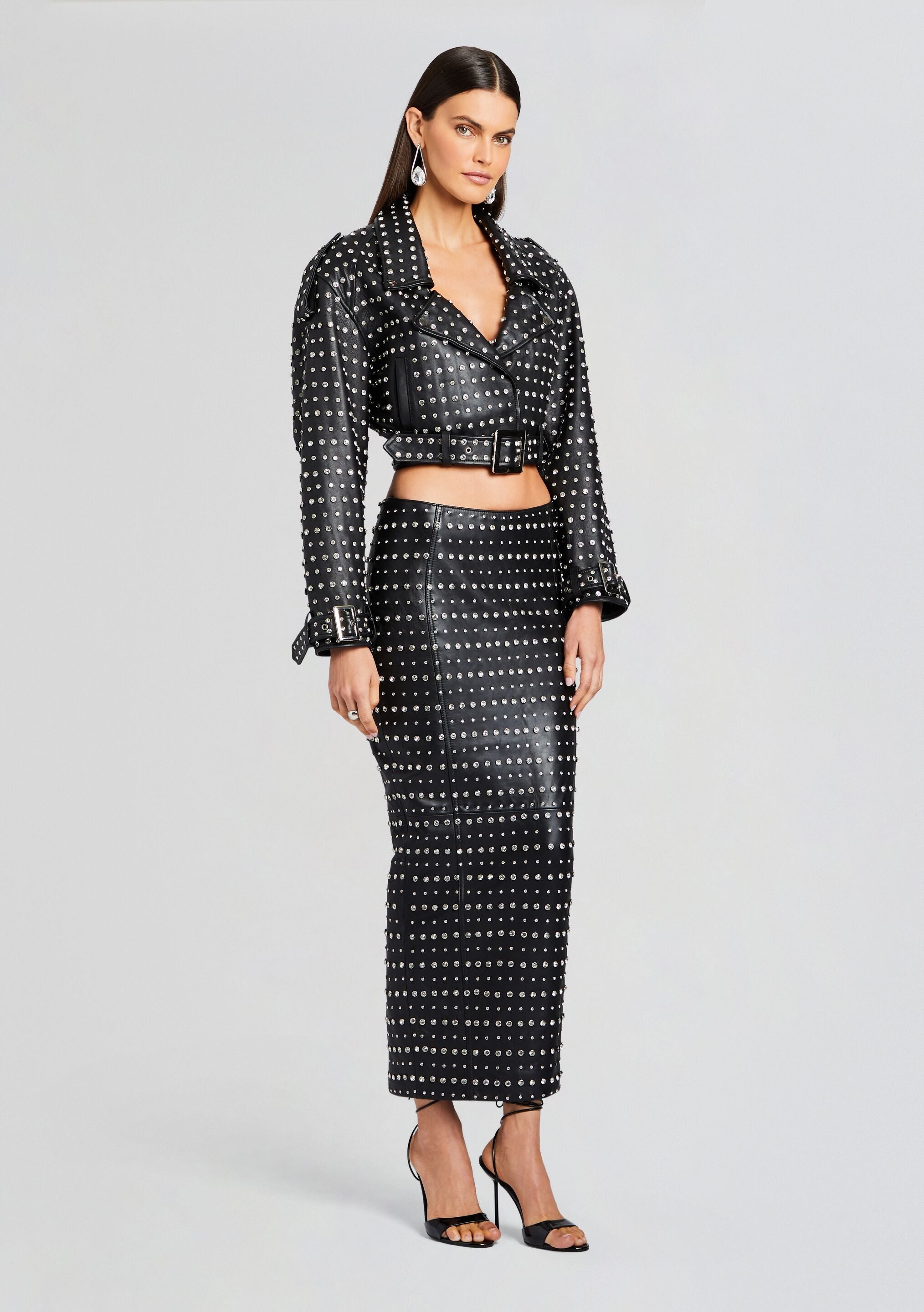 WHITLEY EMBELLISHED LEATHER SKIRT - 3