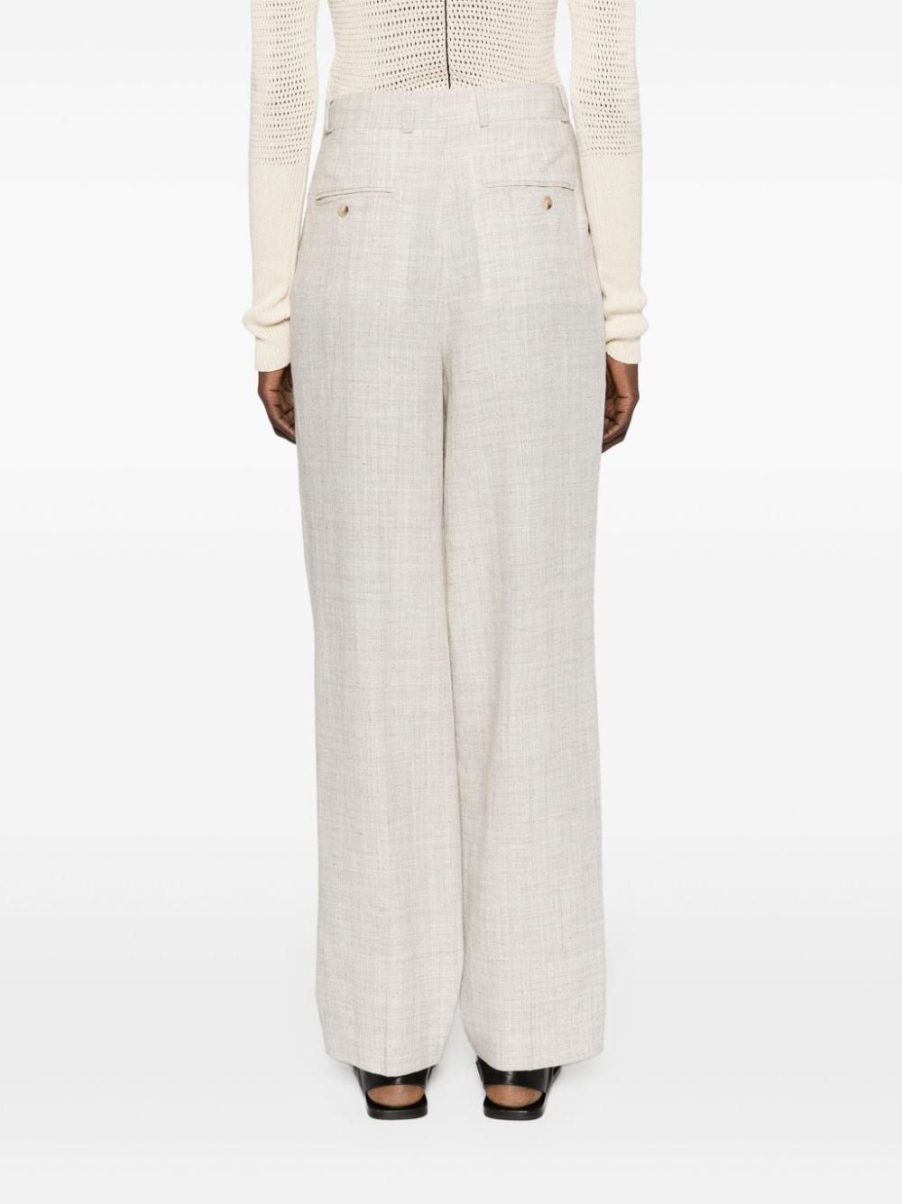 double-pleat straight-leg trousers - 4