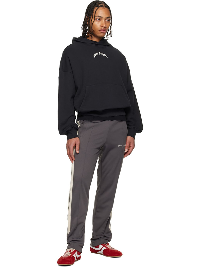 Palm Angels Black Curved Logo Loose Hoodie outlook