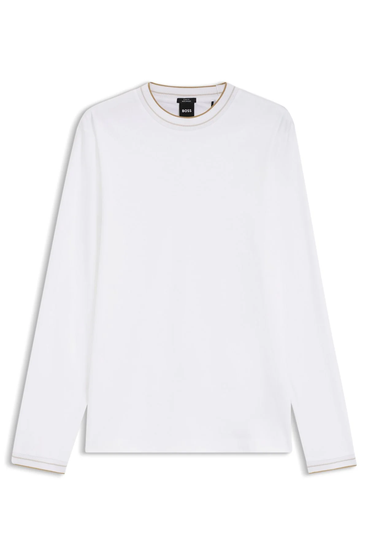 LONG-SLEEVED T-SHIRT IN MERCERIZED COTTON WITH CONTRAST TRIM - 1