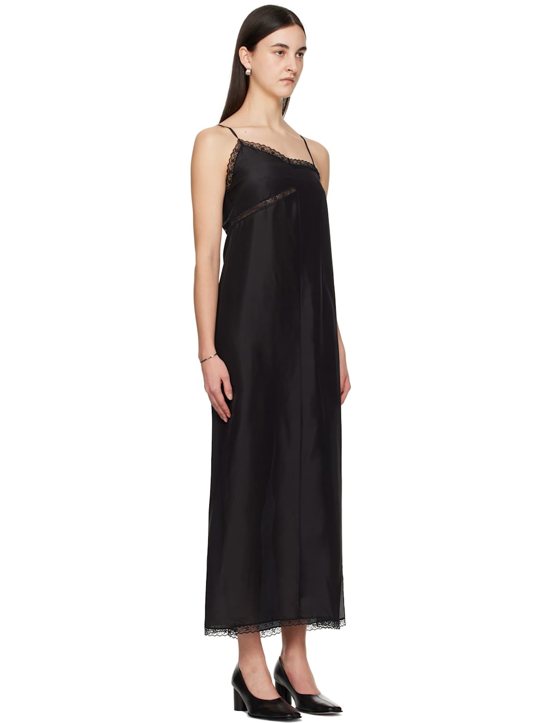 Black Light Silk Lace Maxi Dress - 2