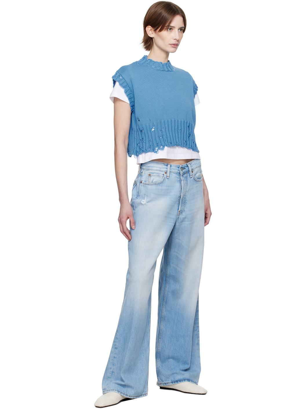 Cotton Sleeveless Crewneck Sweater - 4