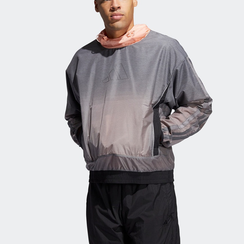 adidas adidas Basketball Sports Contrasting Colors hooded Logo Jacket Gray GK8415 outlook