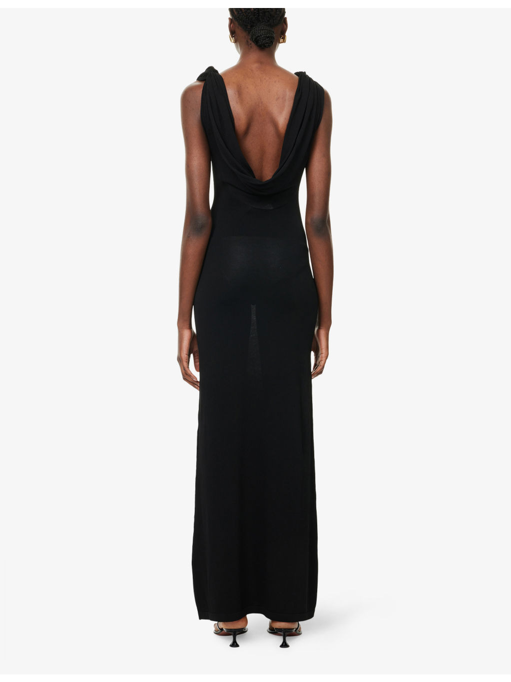 Cowl-Neck Sleeveless Knitted Maxi Dress - 4