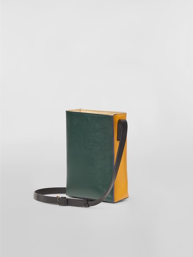 MUSEO SOFT BAG IN YELLOW AND GREEN TUMBLED CALF - 3
