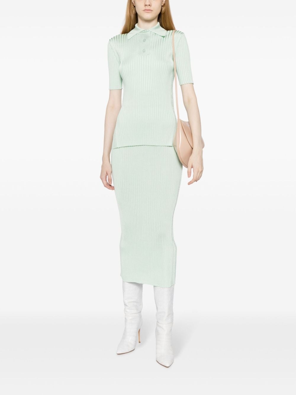 ribbed-knit midi skirt - 2