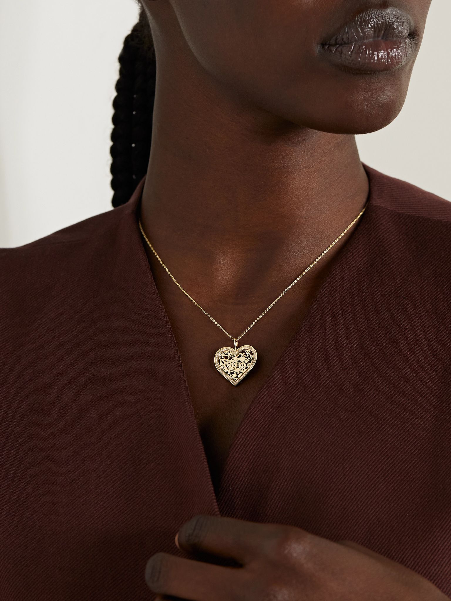 Icon Wallpaper Heart 14-karat gold diamond necklace Gold - 2