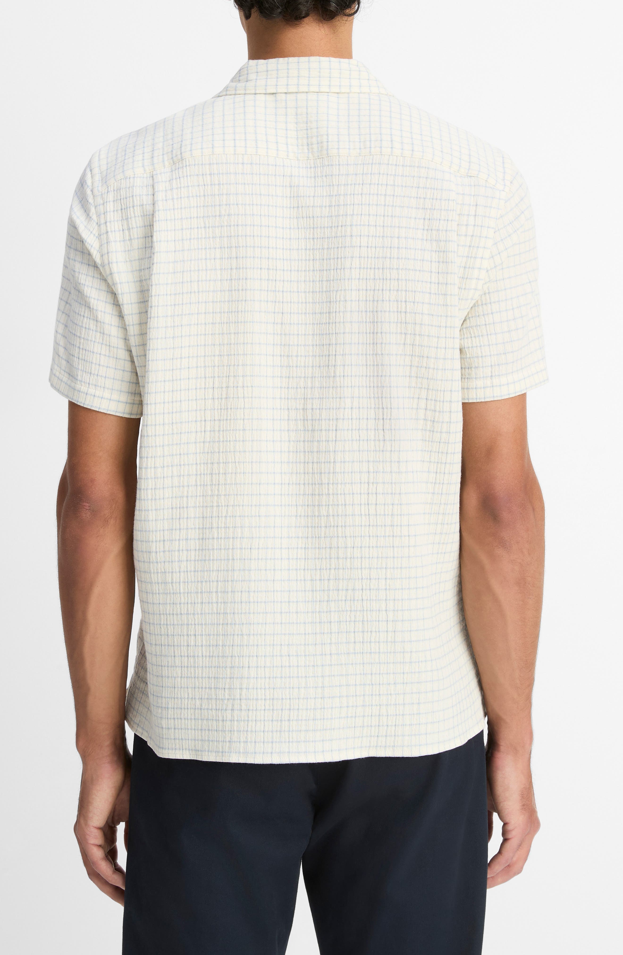 Vince Provence Check Cotton Seersucker Camp Shirt in Horchata/California at Nordstrom - 2