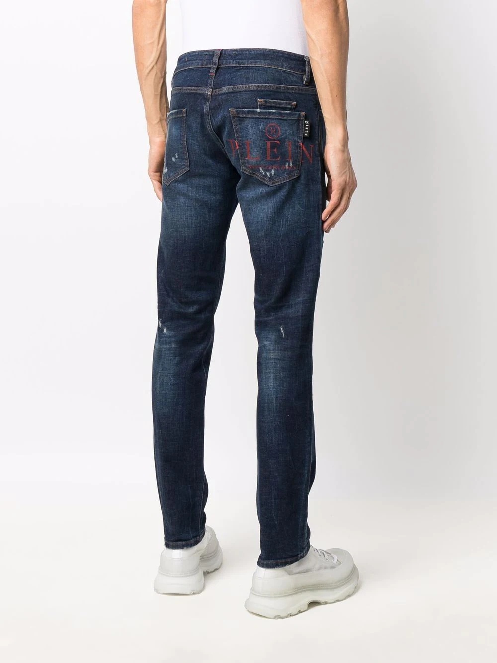 straight-cut distressed jeans - 4