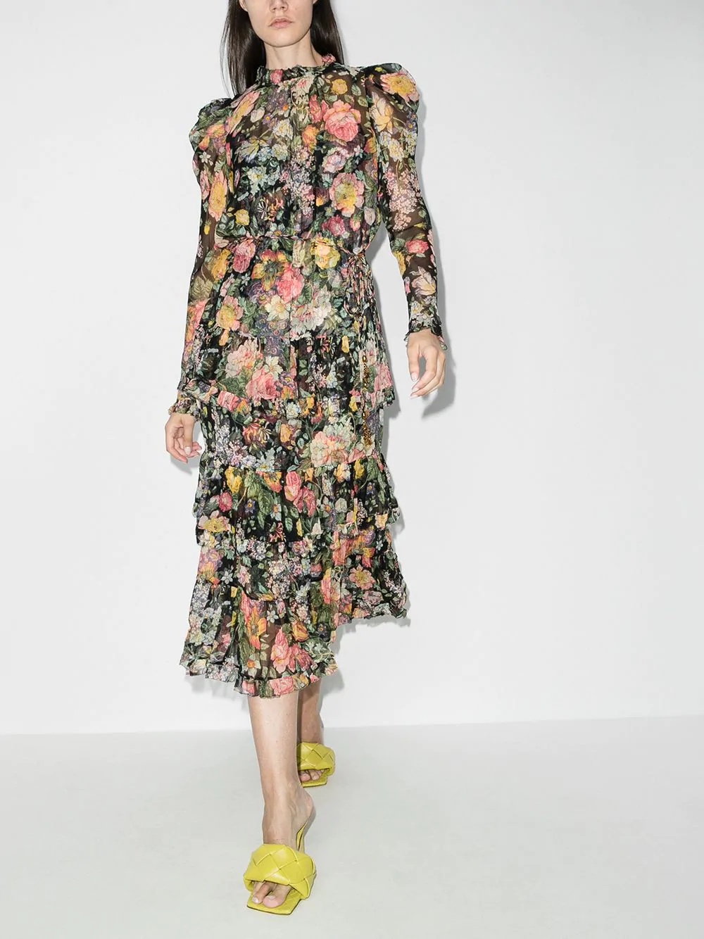 Ladybeetle floral-print puff-sleeve dress - 2