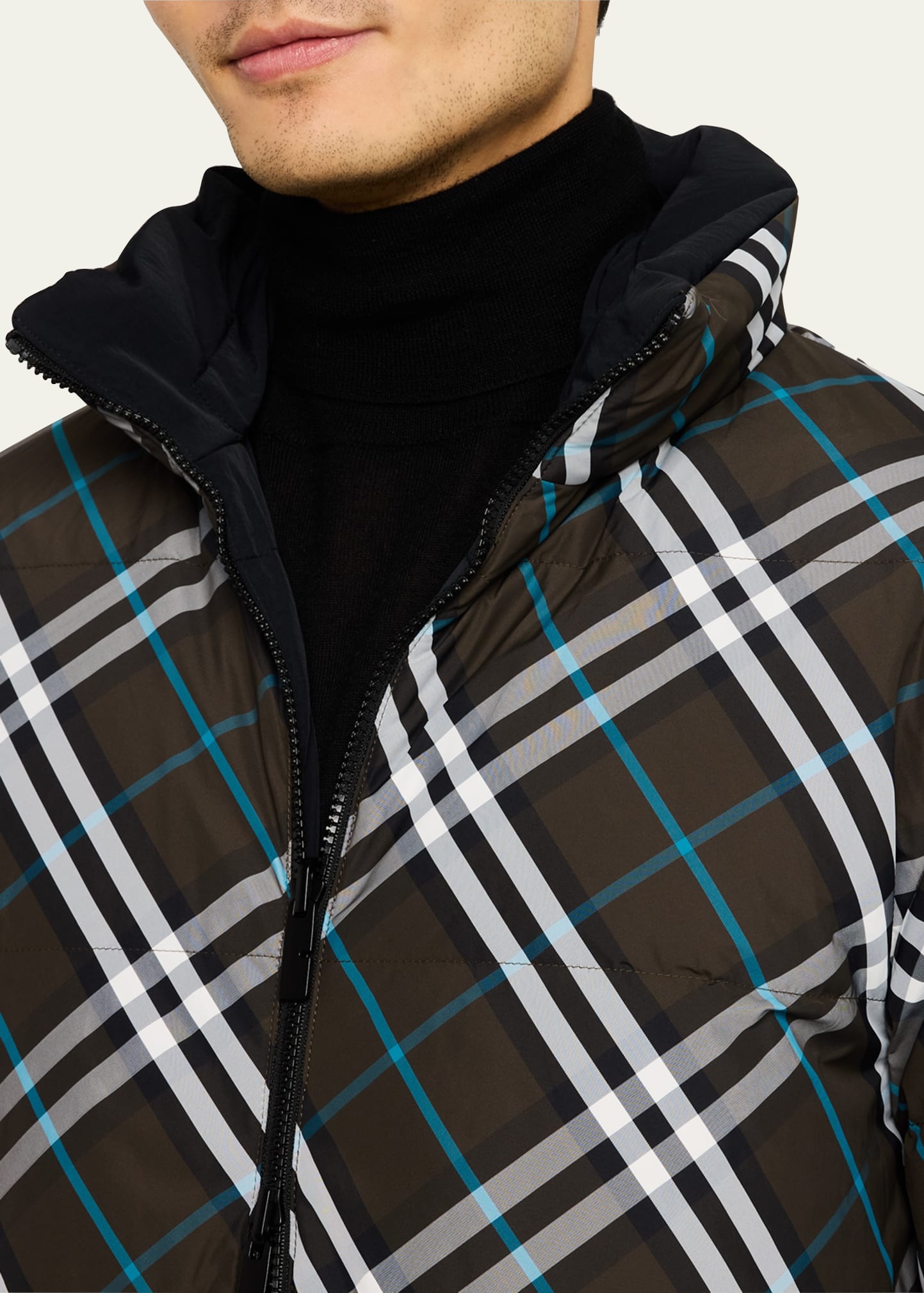 Burberry Men's Check Down Jacket | bergdorfgoodman | REVERSIBLE