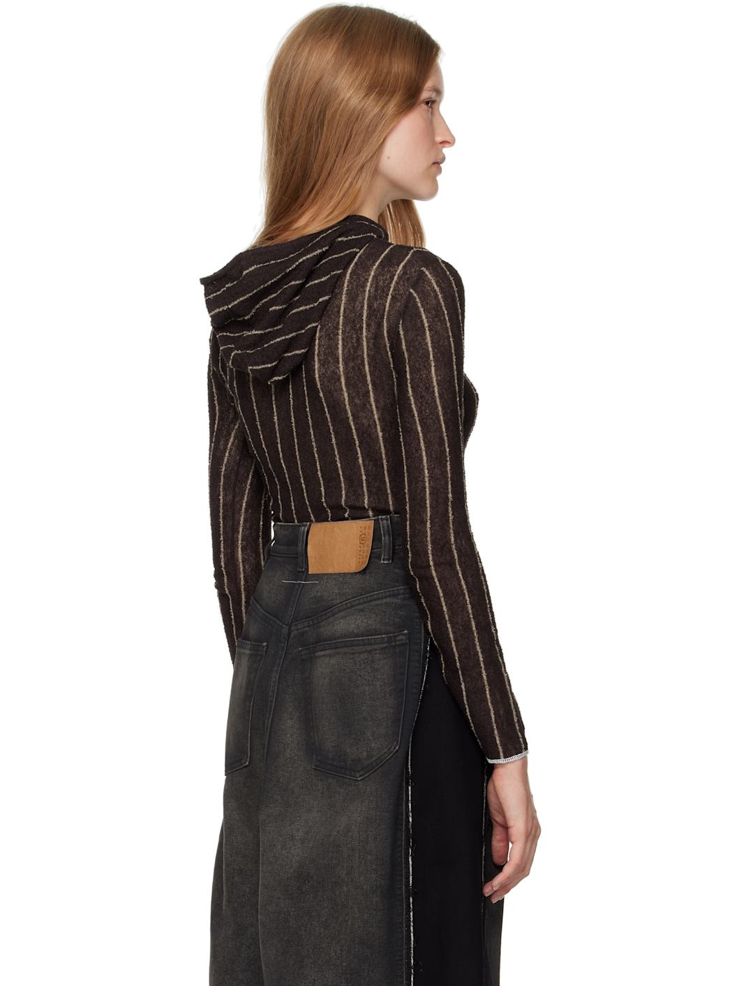 Brown Pinstripes Underpinning Hoodie - 3