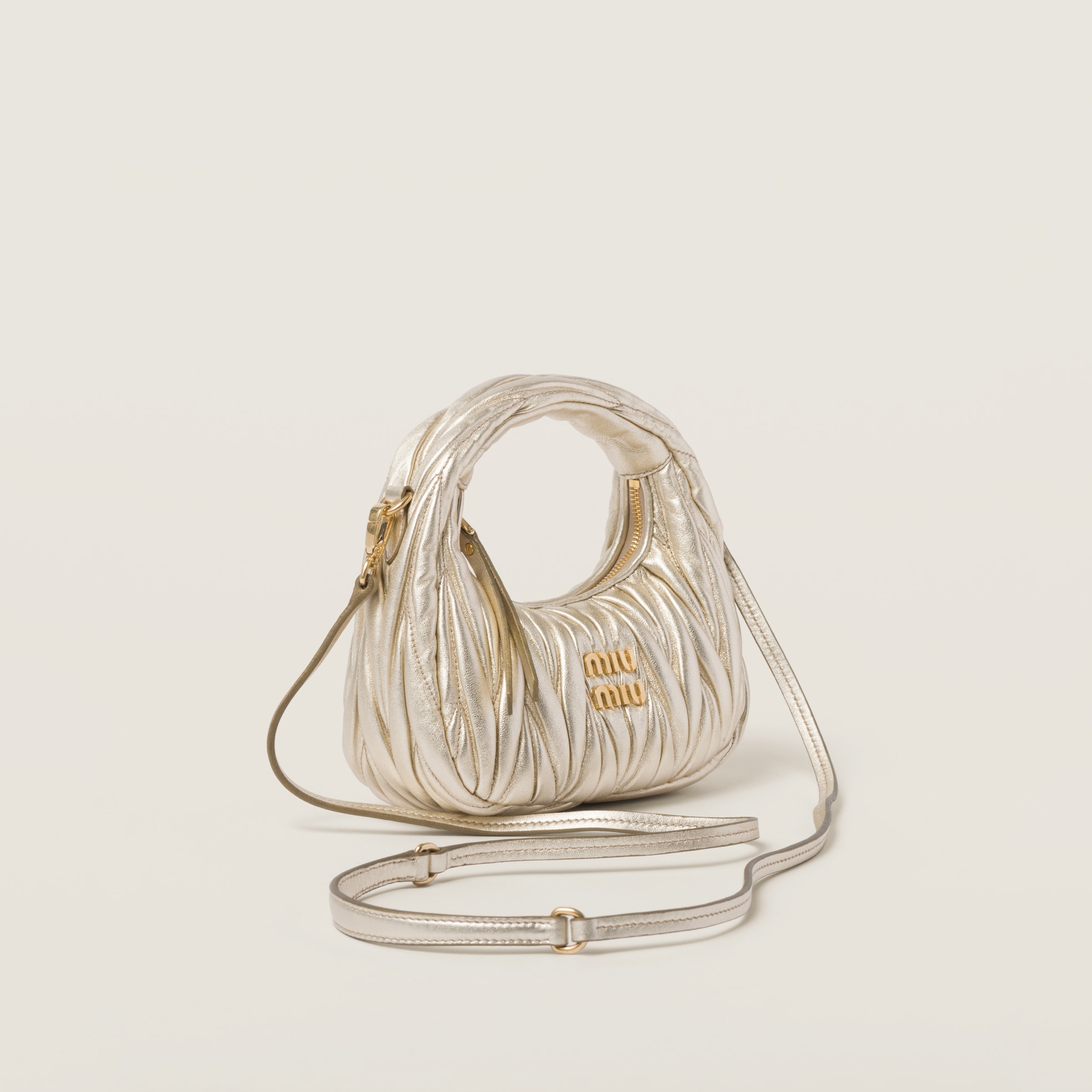 Wander matelassé nappa leather hobo mini-bag - 3