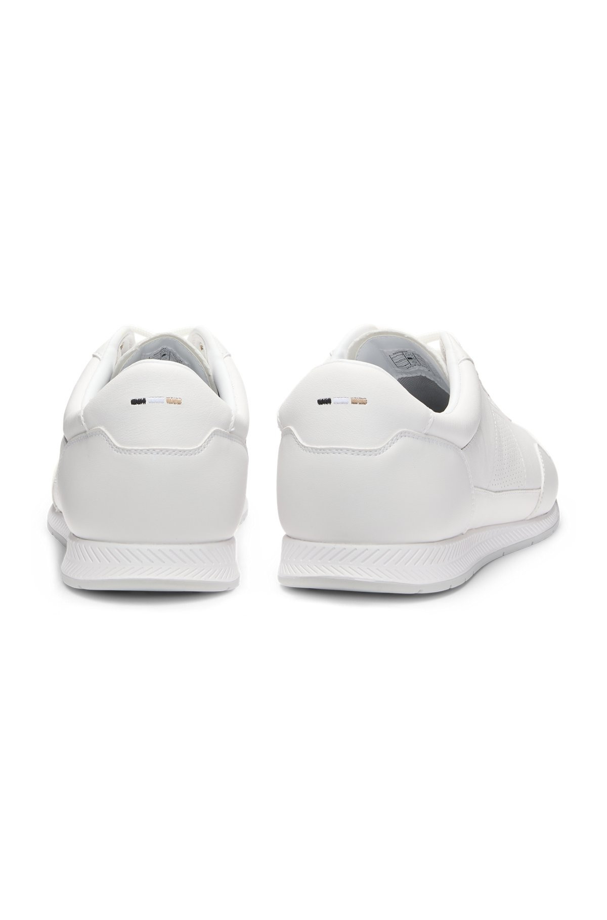 LEATHER TRAINERS WITH GOLD-TONE LOGO - 5
